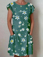 Load image into Gallery viewer, Vestido feminino de manga curta com estampa margarida