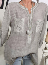 Load image into Gallery viewer, Camisa de lino para mujer con costuras de encaje frescas