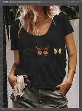 Load image into Gallery viewer, Plus Size Butterfly Print Casual T-Shirt