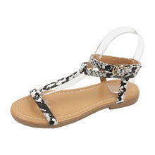 Load image into Gallery viewer, Womens Vintage Roman Flat Leopard Print Beach Sandals