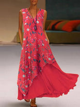 Load image into Gallery viewer, Women's Double Printed V-Neck Pocket Dress