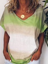 Load image into Gallery viewer, Camiseta feminina de manga curta gradiente tie-dye