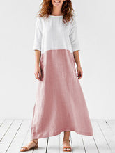 Load image into Gallery viewer, Vestido comprido em bloco com mangas 3/4