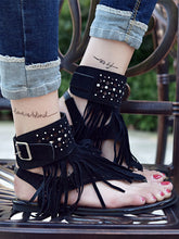 Load image into Gallery viewer, Sandalias planas con borlas vintage para mujer