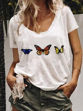 Load image into Gallery viewer, Plus Size Butterfly Print Casual T-Shirt