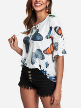 Load image into Gallery viewer, Camiseta con estampado de mariposas de moda para mujer