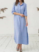 Load image into Gallery viewer, Women's cotton and linen shirt dress