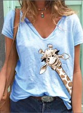 Load image into Gallery viewer, Camiseta estampada de manga corta con cuello de pico