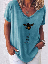 Load image into Gallery viewer, Breathable short-sleeved cotton T-shirt with Little Bee Let it print