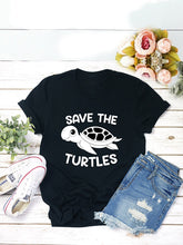 Load image into Gallery viewer, Camiseta de manga corta con estampado de tortuga