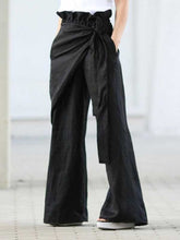 Load image into Gallery viewer, Solid Color Plain Linen Bow Tie Pants