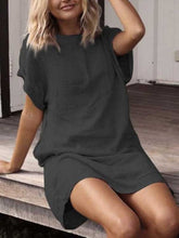 Load image into Gallery viewer, Vestido casual simples de linho manga curta