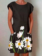 Load image into Gallery viewer, Vestido de linho e algodão girassol para mulheres