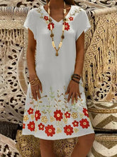 Load image into Gallery viewer, Vestido casual de algodón y lino con estampado floral para mujer