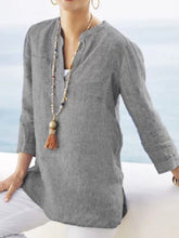 Load image into Gallery viewer, Camisa de lino con bolsillo cómodo para mujer