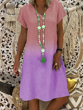 Load image into Gallery viewer, Vestido feminino com estampa gradiente e manga curta