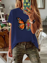 Load image into Gallery viewer, Women's Round Neck Butterfly Loose T-Shirt