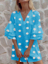 Load image into Gallery viewer, Vestido con cuello en V de lunares para mujer