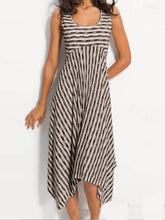 Load image into Gallery viewer, Vestido feminino sem mangas com costura listrada