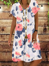 Load image into Gallery viewer, Women's V-Neck Short Sleeve Dress