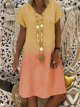 Load image into Gallery viewer, Vestido feminino com estampa gradiente e manga curta