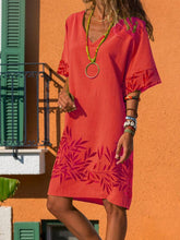 Load image into Gallery viewer, Vestido feminino largo e confortável estampado de algodão e linho