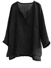Load image into Gallery viewer, Lightweight and comfortable loose fit solid linen T-shirt