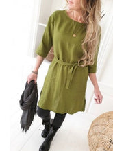 Load image into Gallery viewer, Vestido feminino de algodão e renda folgada