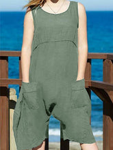 Load image into Gallery viewer, Macacão feminino casual de linho com bolso de algodão