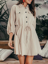 Load image into Gallery viewer, Women's Loose Cotton and Linen Trapeze Dress