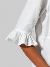Load image into Gallery viewer, Lace-up midi dress with ruffle sleeves Plain straight dress