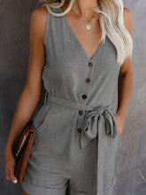 Load image into Gallery viewer, Cotton and linen dungarees with bow