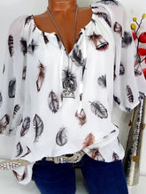 Load image into Gallery viewer, Sleeveless shirt top with feather print