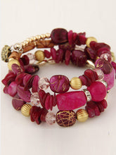 Load image into Gallery viewer, Bohemian wind agate shell crushed stone elastic stone multilayer elastic bracelet for women