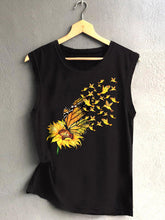 Load image into Gallery viewer, Casaco feminino casual com estampa de girassol e borboleta