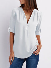 Load image into Gallery viewer, Women's Oversized V-Neck Chiffon Shirt
