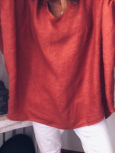 Load image into Gallery viewer, Top camisero de algodón y lino de manga larga con capucha