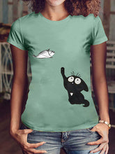Load image into Gallery viewer, Camisa de manga corta con cuello redondo y estampado animal pequeño