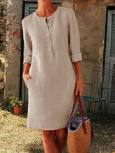 Load image into Gallery viewer, Vestido midi de manga comprida abotoado