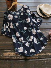 Load image into Gallery viewer, Camisa de manga corta de algodón y lino estampada a la moda para mujer