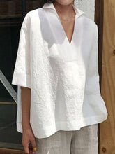 Load image into Gallery viewer, Blusa manga curta de algodão e linho