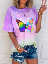 Load image into Gallery viewer, Camiseta Tie-Dye Rainbow Butterfly para mulher