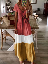 Load image into Gallery viewer, Vestido estampado gradiente de manga curta para mulheres
