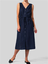 Load image into Gallery viewer, Vestidos sin mangas con cuello en V y botones