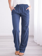 Load image into Gallery viewer, Pantalón casual de algodón y lino de gran tamaño para mujer