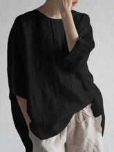 Load image into Gallery viewer, Camisa casual de cinco mangas de algodão e linho