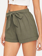 Load image into Gallery viewer, Women's high-waisted cotton and linen shorts