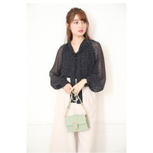 Load image into Gallery viewer, Chiffon shirt with bow tie and lantern sleeves