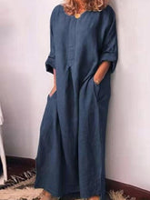 Load image into Gallery viewer, Long-sleeved dress in cotton linen with long sleeves