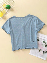 Load image into Gallery viewer, Vintage tie-dye butterfly embroidered cropped top